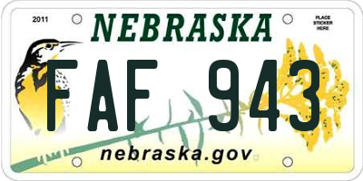 NE license plate FAF943
