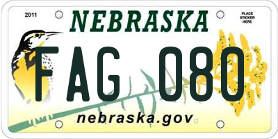 NE license plate FAG080