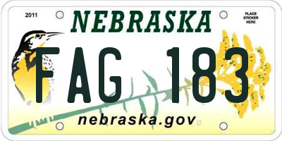 NE license plate FAG183
