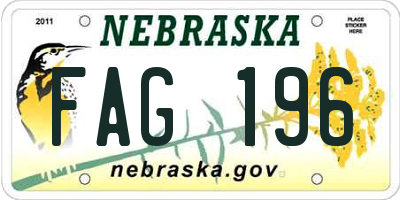 NE license plate FAG196