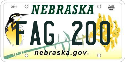 NE license plate FAG200