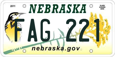 NE license plate FAG221