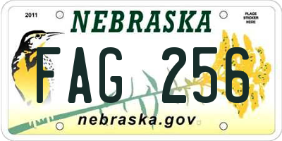 NE license plate FAG256