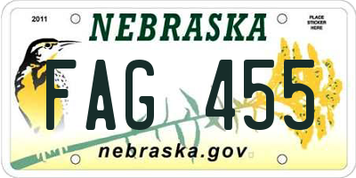 NE license plate FAG455