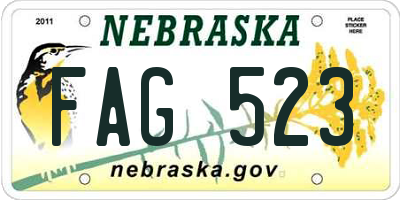 NE license plate FAG523