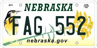 NE license plate FAG552