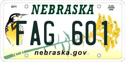 NE license plate FAG601
