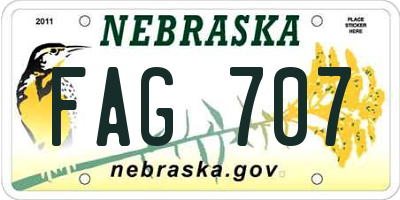 NE license plate FAG707