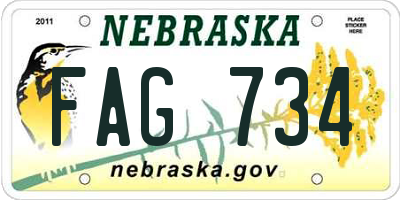 NE license plate FAG734