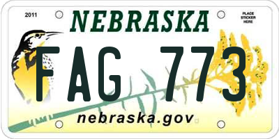 NE license plate FAG773