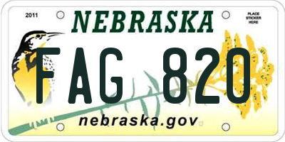 NE license plate FAG820