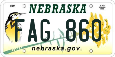 NE license plate FAG860