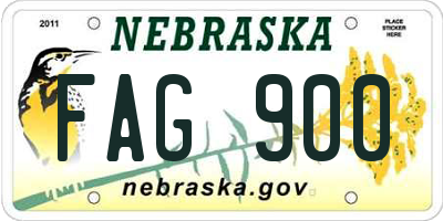 NE license plate FAG900