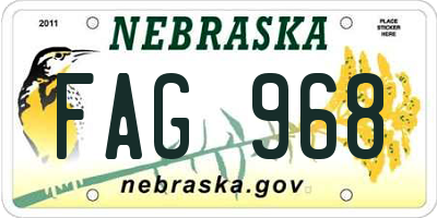 NE license plate FAG968