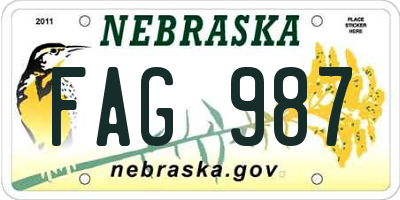 NE license plate FAG987