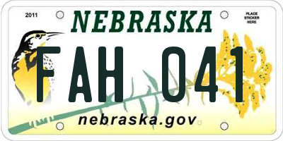 NE license plate FAH041