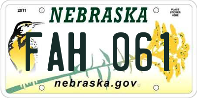 NE license plate FAH061