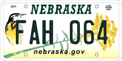 NE license plate FAH064