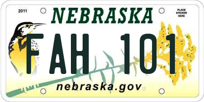 NE license plate FAH101