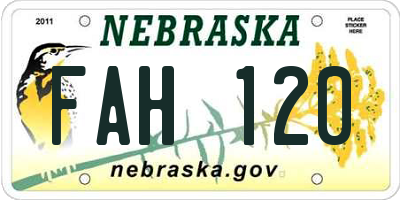 NE license plate FAH120