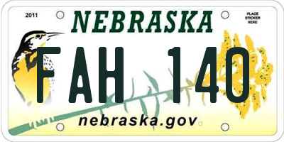 NE license plate FAH140