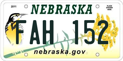 NE license plate FAH152