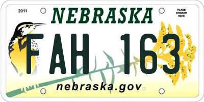 NE license plate FAH163