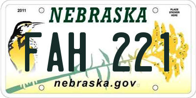 NE license plate FAH221