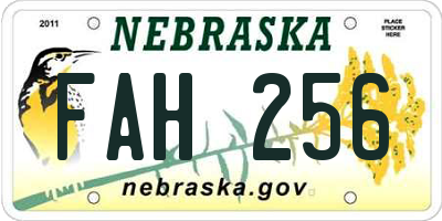 NE license plate FAH256