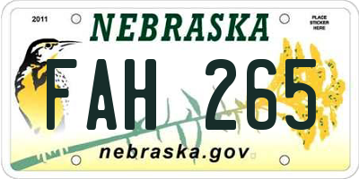 NE license plate FAH265