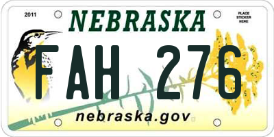 NE license plate FAH276