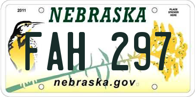 NE license plate FAH297