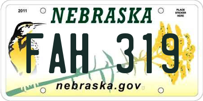 NE license plate FAH319