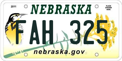 NE license plate FAH325