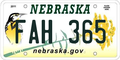NE license plate FAH365
