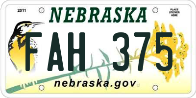 NE license plate FAH375