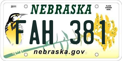 NE license plate FAH381