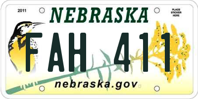 NE license plate FAH411