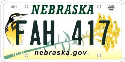 NE license plate FAH417