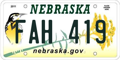 NE license plate FAH419
