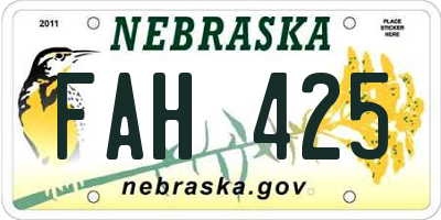 NE license plate FAH425