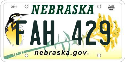 NE license plate FAH429