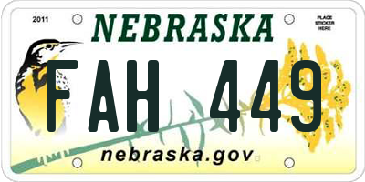 NE license plate FAH449