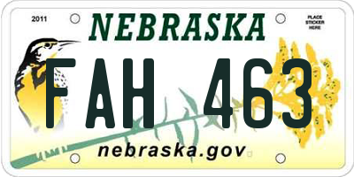 NE license plate FAH463