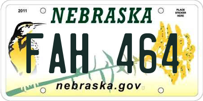 NE license plate FAH464
