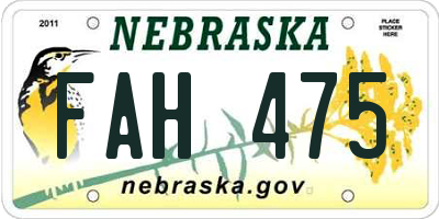 NE license plate FAH475