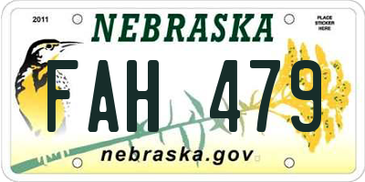 NE license plate FAH479