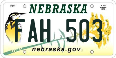 NE license plate FAH503