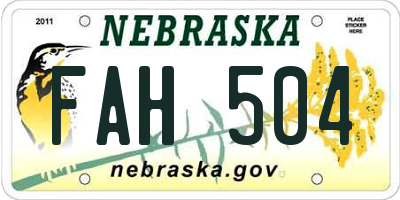 NE license plate FAH504