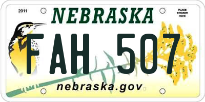 NE license plate FAH507